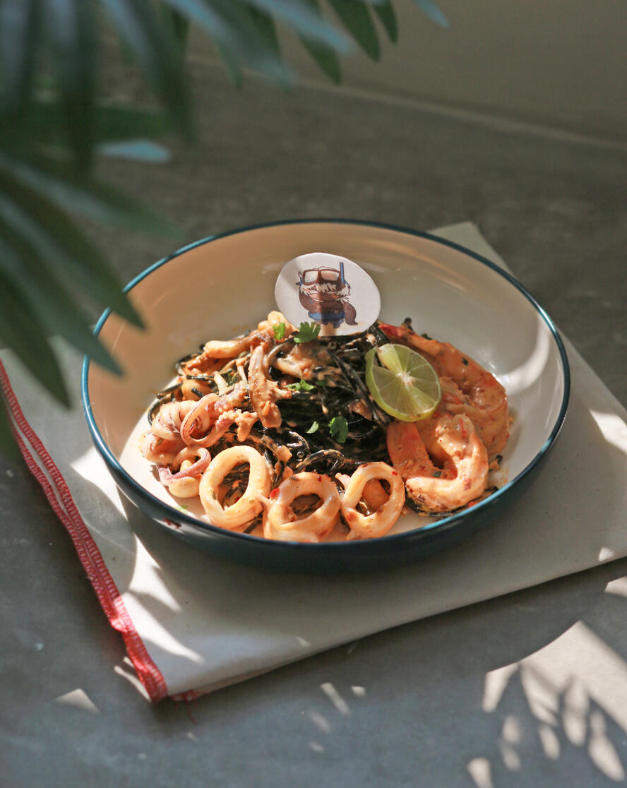 Tom Yum Seafood Black Ink Spaghetti